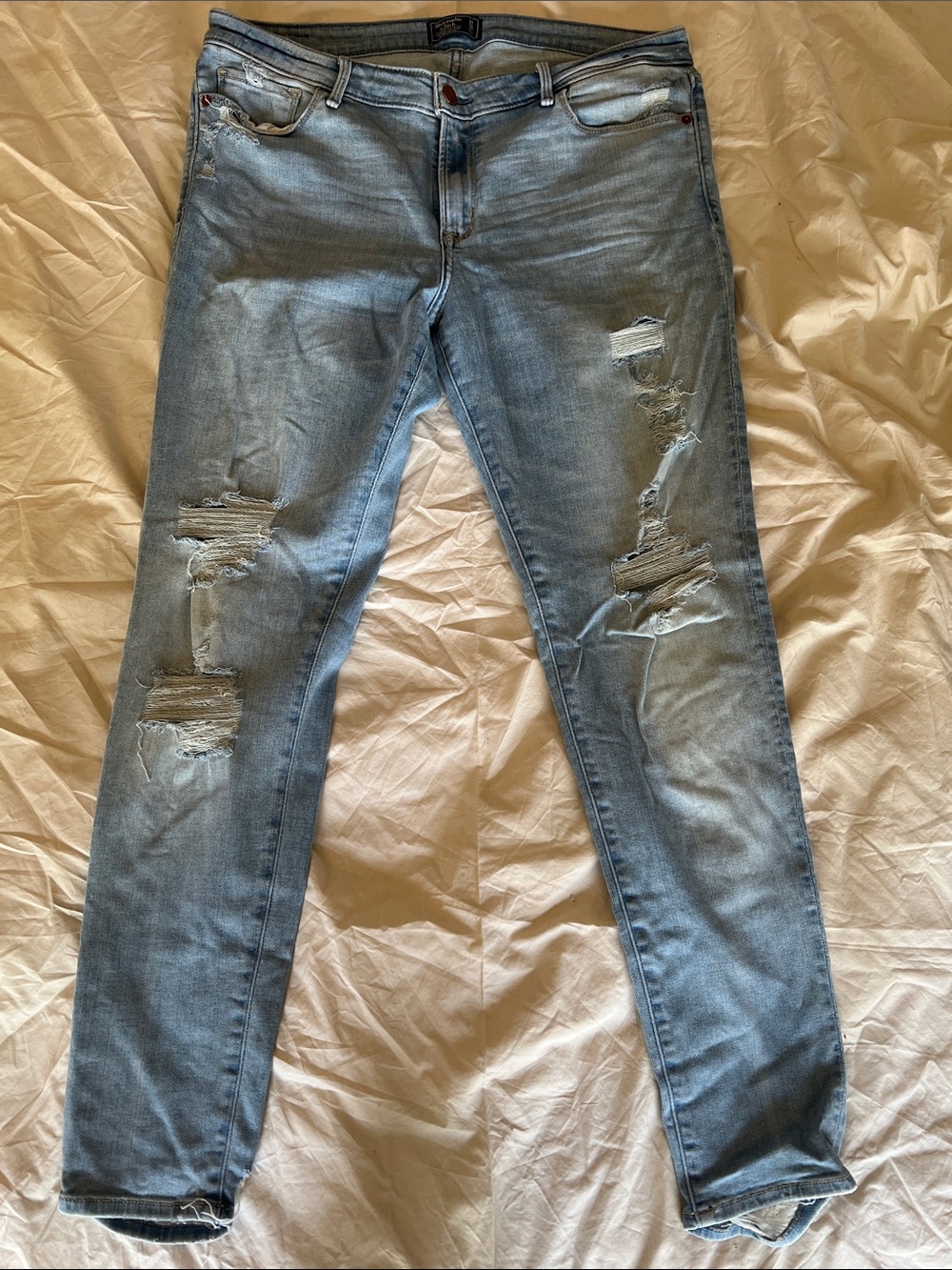 Abercrombie Light Wash Distressed Skinny Jeans - Size 12